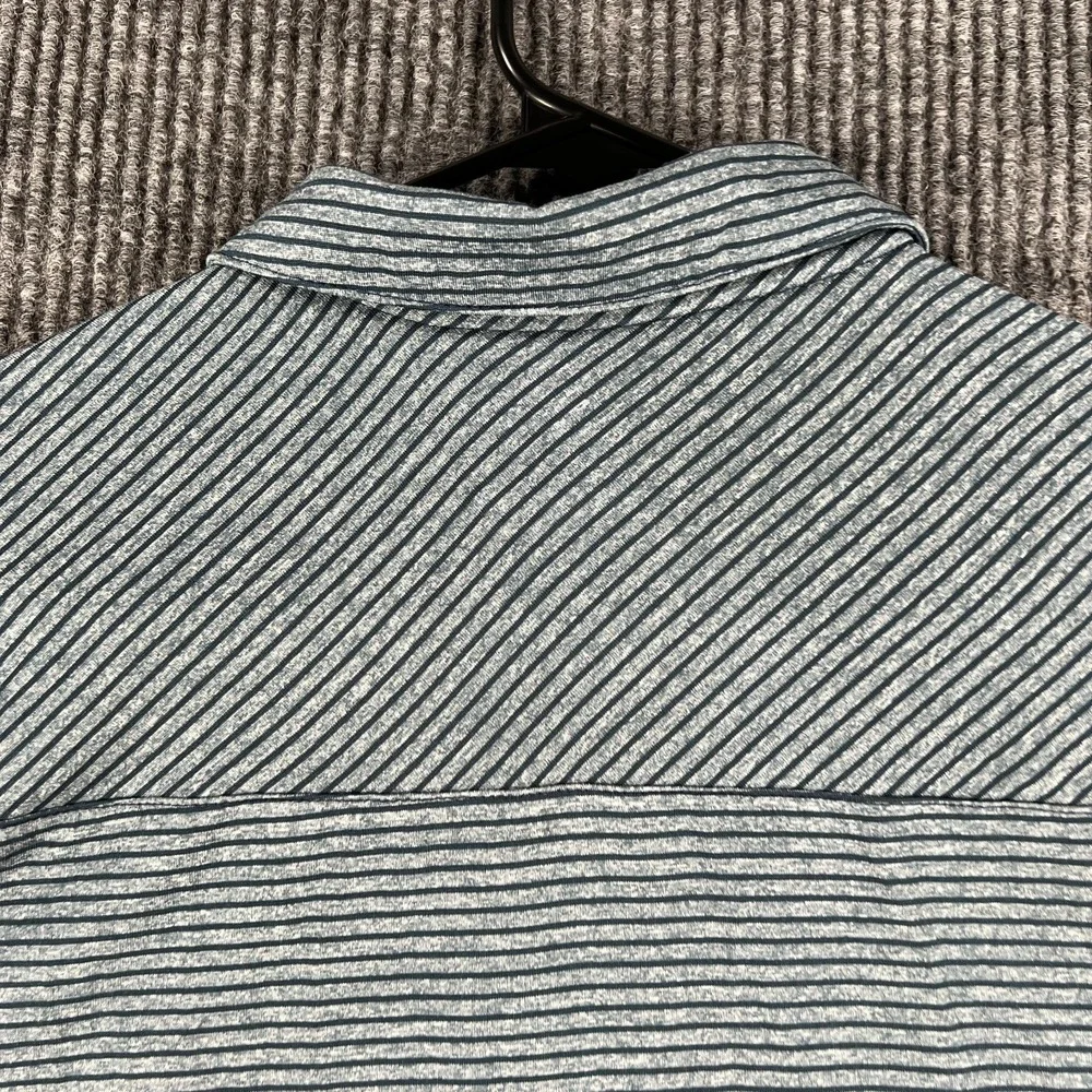 Adidas Golf Polo Shirt Mens‎ Medium Blue Gray Striped Short Sleeve Performance